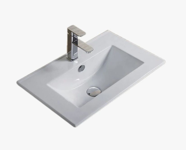 Раковина для ванной CeramaLux YJ-803-50 51х17х40 встраиваемая, прямоугольная, керамическая/фарфоровая, цвет белый, с отверстием под смеситель, слив-перелив