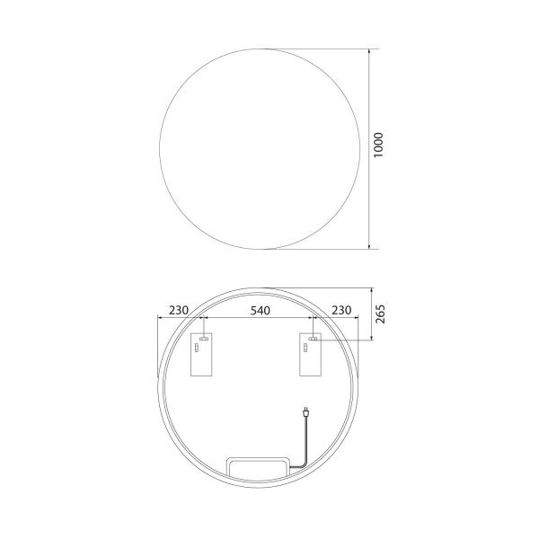 Зеркало IDDIS Bild, 100х100х3 см с LED/ЛЕД-подсветкой, выключатель сенсорный, для ванны, навесное/подвесное/настенное, круглое BIL1000i98