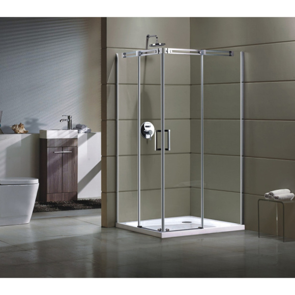 Душевое ограждение GROSSMAN 120x80x190 см, прозрачное стекло, профиль хром, правое, прямоугольное/угловое, две двери раздвижные