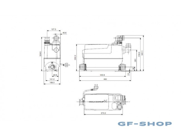 Насос GRUNDFOS SOLOLIFT2 C-3, Н-9 м, (2 точки подключения 1хD32/40 мм, 1хD40/50 мм) канализационная насосная (станция) установка, санитарный, для канализации