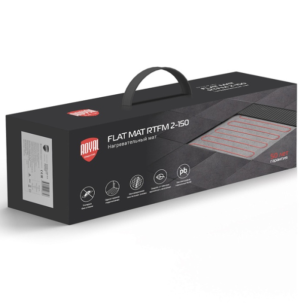 Теплый пол (мат) Royal Thermo Flat Mat RTFM 2-150-10 электрический, 1500 Вт в плиточный клей/наливной пол, двухжильный 