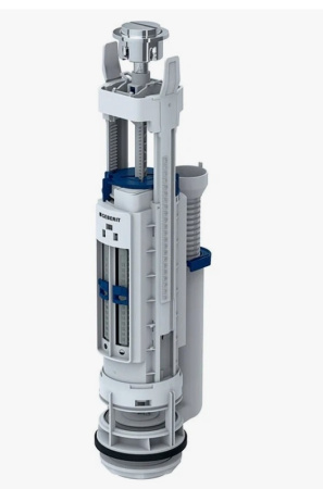 Сливная арматура для бачка унитаза Geberit тип 290, d40, для керамических бачков, двойной смыв, хромированная клавиша, пластик, смывная