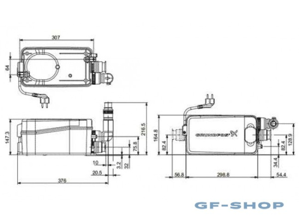 Насос GRUNDFOS SOLOLIFT2 D-2, Н-5 м (1 точка подключения D40/50 мм) канализационная насосная (станция) установка, санитарный, для канализации