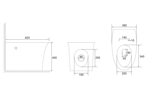 Унитаз приставной ABBER Bequem, цвет белый, с импульсным смывом, напольный, горизонтальный (прямой) выпуск, система антивсплеск, с быстросьемным сиденьем микролифт, дюропласт AC1125P