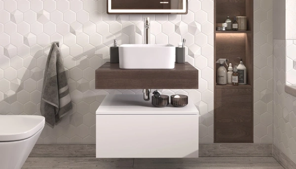 Тумба Velvex Unit 600-0-1, 600х480х270 мм, подвесная, цвет белый матовый, 1 выдвижной ящик, универсальная, в ванную комнату