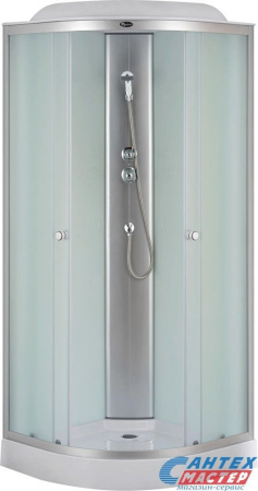 Душевая кабина 90х90х215 см Niagara Eco поддон низкий, полукруглая, угловая, стекло матовое, заднее стекло белое, с верхним душем, без гидромассажа, смеситель, профиль, прозрачное стекло, белая, закрытая