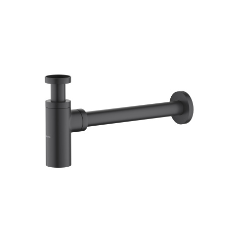 Сифон для раковины Aquatek AQ6012MB бутылочный, без выпуска, 1 1/4" горизонтальный/боковой выпуск (в стену), латунь/нержавеющая сталь, цвет матовый черный, для раковины/умывальника