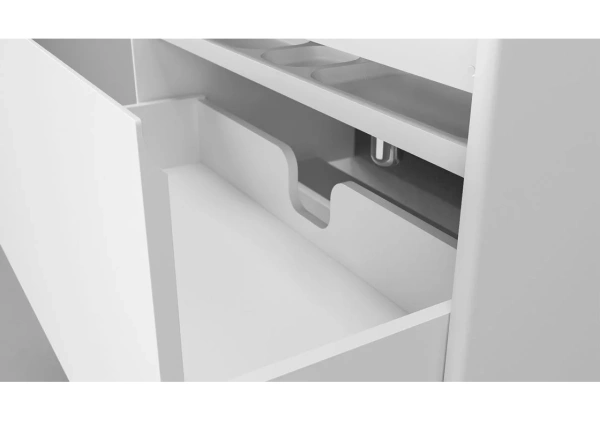 Тумба под раковину Velvex Klaufs 60.2Y, 600х450х851 мм, напольная, цвет белый, 2 выдвижных ящика/выдвижной органайзер, подходит раковина Como 60, правая/левая, правосторонняя/левосторонняя/универсальная, в ванную комнату