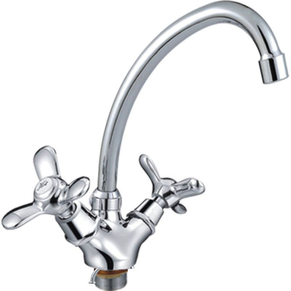 Смеситель для кухни/мойки HAIBA CRON двухвентильный, поворотный, длина 135 мм, силумин, цвет хром