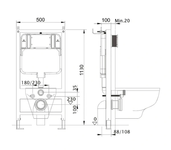 Комплект унитаза с инсталляцией Aquatek Европа (Сет) c сиденьем микролифт, безободковый, без кнопки, без крепления