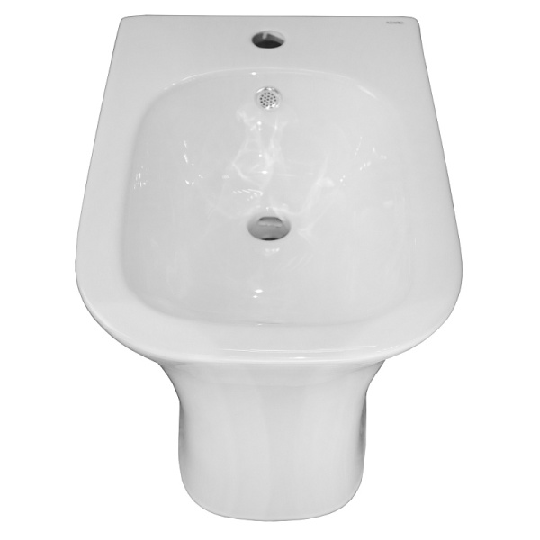 Биде Azario FRETTA ROUND, напольное, 540х340х400 мм, цвет белый, санфаянс, округлое, горизонтальный выпуск (в стену), слив-перелив, 1 отверстие для смесителя