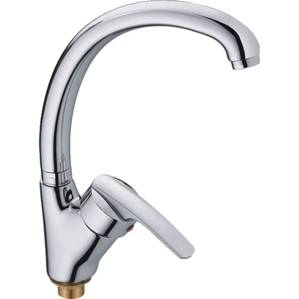 Смеситель для кухни/мойки HAIBA однозахватный, поворотный, латунный, с высоким изливом, длина 218 мм, латунь, цвет хром