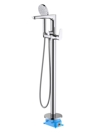 Смеситель для ванны/душа Aquatek Бетта напольный, однорычажный, неповоротный, длина 264 мм, керамический, латунь, цвет хром