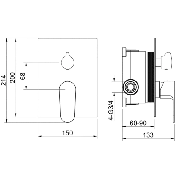 Смеситель для ванны/душа Aquatek Оберон настенный, однорычажный, встраиваемый, 2 режима, без излива, латунь, цвет шлифованное золото Смеситель для ванны/душа Aquatek Оберон настенный, однорычажный, встраиваемый, 2 режима, без излива, латунь, цвет шлифованное золото