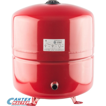 Бак расширительный 50 л (красный) Stout на ножках, на пол, вертикальный, мембранный, накопительный, напольный, для воды, антифриза, системы водяного отопления закрытого типа