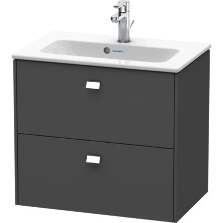 Тумба под раковину Duravit Brioso, 62х38,9x55,3 см, подвесная, 2 выдвижных ящика, ДСП, цвет: графит матовый/хром, шкафчик навесной, механизм доводчика, прямоугольная, правая/левая, в ванную комнату
