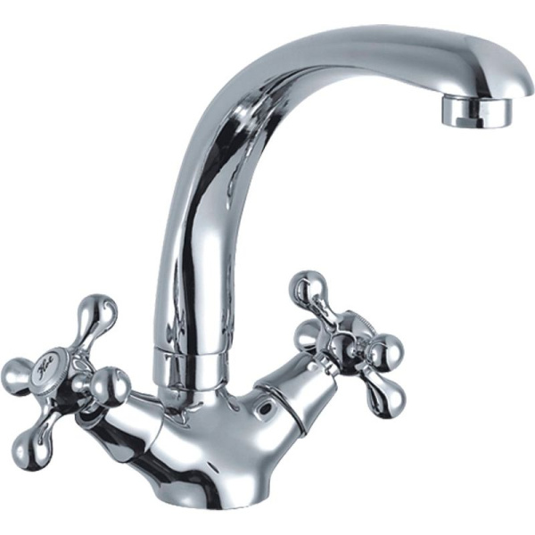 Смеситель для кухни/мойки HAIBA CRON двухвентильный, поворотный, длина 163 мм, силумин, цвет хром