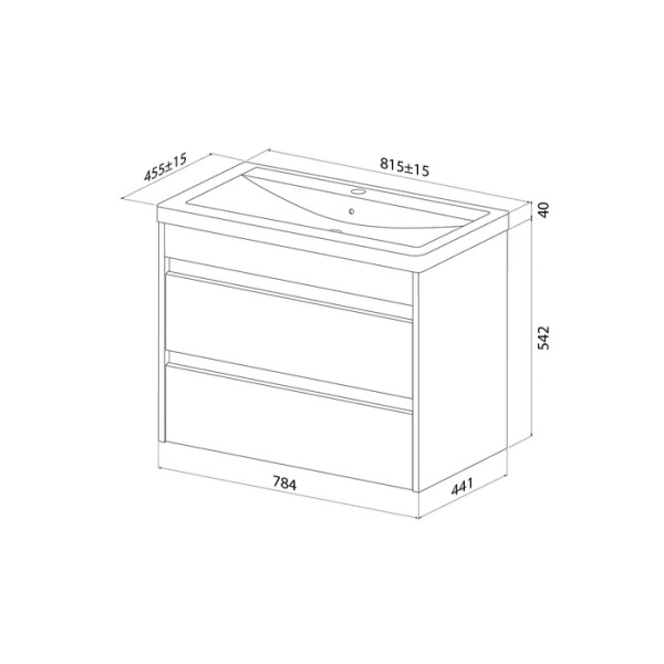 Тумба c раковиной IDDIS Zodiac X, 784х441х542 мм, подвесная, 2 выдвижных ящика, ЛДСП/раковина накладная, прямоугольная, цвет белый, санфарфор, отверстие под смеситель ZDX80W0i95K