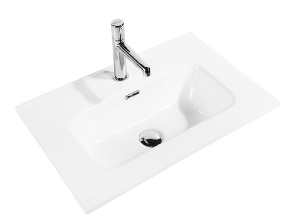 Раковина BelBagno 71, 71х39,5 см, полувстраиваемая, прямоугольная, цвет белый, керамическая, с отверстием под смеситель, слив-перелив, умывальник