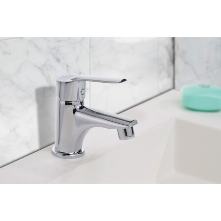 Смеситель для раковины Mofem Mambo 100 однорычажный, излив короткий, длина 107 мм, керамический, латунь, цвет хром, без донного клапана 150-0033-10