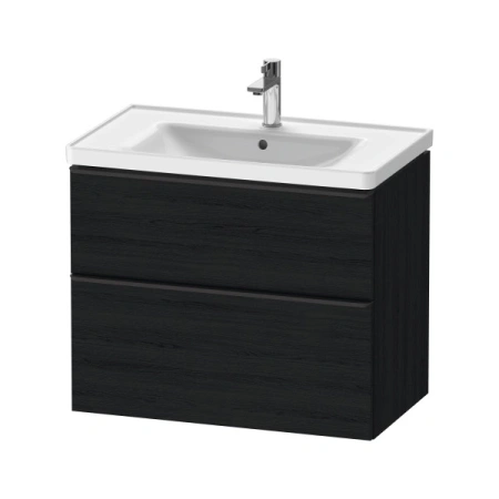 Тумба под раковину Duravit D-Neo, 78,4х45,2х62,5 см, подвесная, 2 выдвижных ящика, ДСП, цвет: дуб черный, шкафчик навесной, прямоугольная, правая/левая, для раковины D-Neo # 236780, в ванную комнату