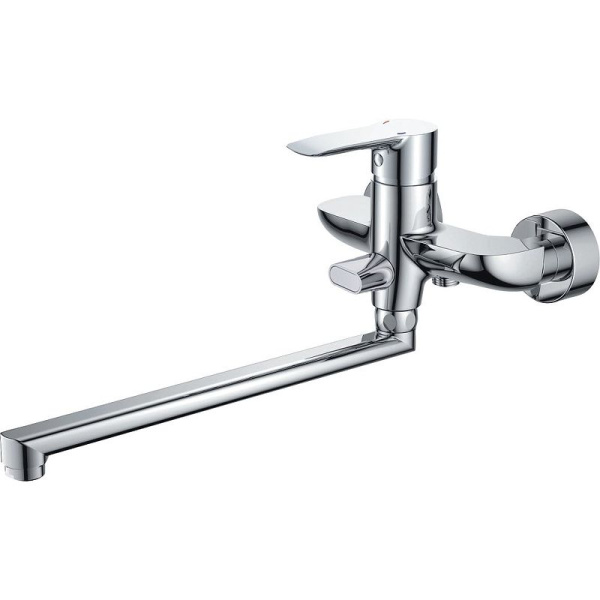 Смеситель для ванны/душа HAIBA CRON однозахватный, хромированный, настенный, излив длинный 359 мм, поворотный, силумин, цвет хром