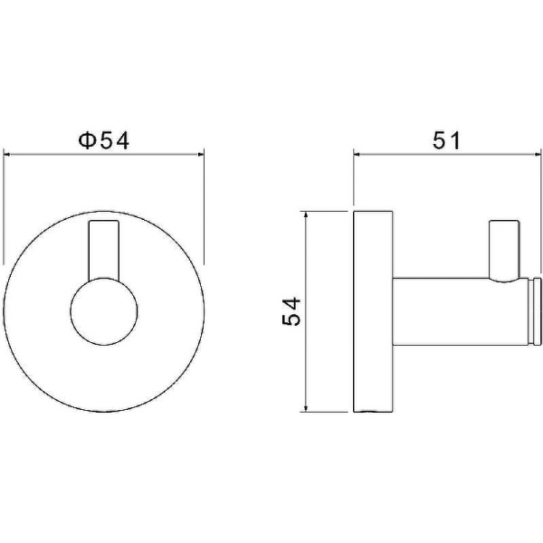 Крючок одинарный Aquatek Европа настенный, нержавеющая сталь/латунь, форма округлая, для полотенец/халатов в ванную/туалет/душевую кабину, цвет хром