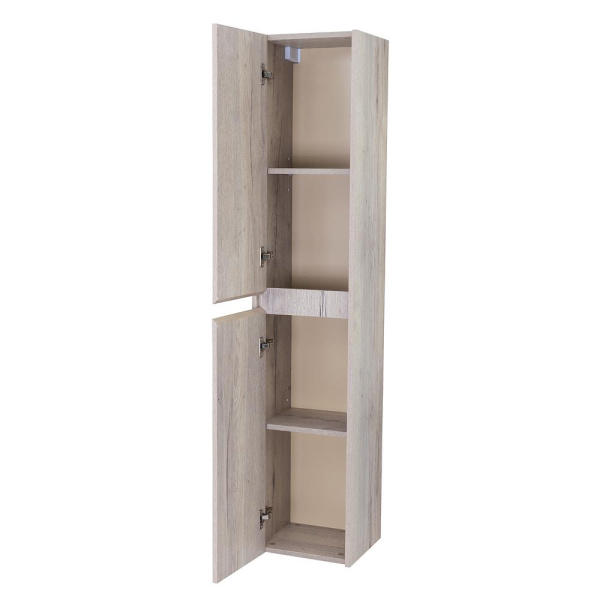 Пенал BelBagno Kraft, 33х30х160 см, подвесной, левый, 2 распашные двери/2 полки внутри, механизм доводчика, цвет белый дуб галифакс, в ванную комнату