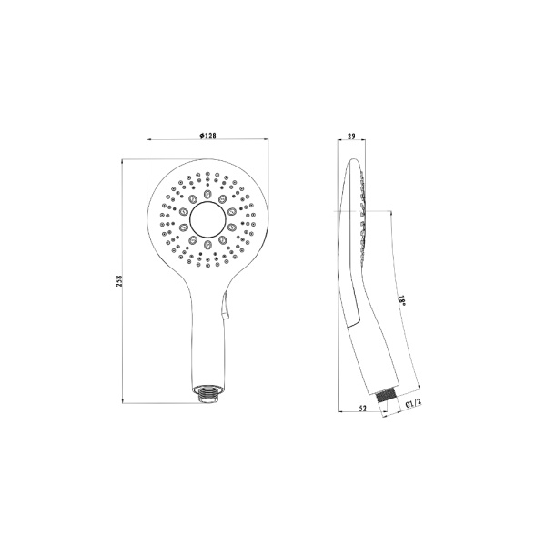 Душевая лейка Olives D170LED светодиодная, круглая, с дисплеем, 2 режима, ABS пластик, 128 мм