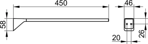 Полотенцедержатель Keuco Aveno 450 мм одинарный, неповоротный, настенный, латунный, для полотенец, в ванную, цвет хром