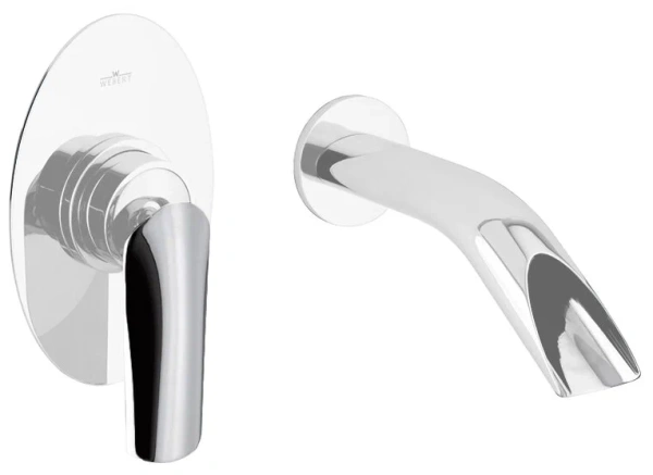 Смеситель для раковины Webert Aria однорычажный, настенный, неповоротный, длина 180 мм, латунь, цвет белый