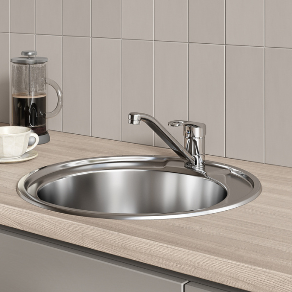 Смеситель для кухни/мойки IDDIS Alborg однорычажный, поворотный, керамический картридж, длина излива 228 мм, латунь, цвет хром глянцевый K56001C