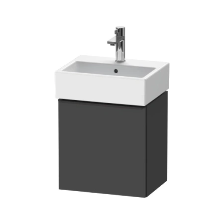 Тумба под раковину Duravit D-Neo, 43,4х32,2х44 см, подвесная, с распашной дверцей, ДСП, цвет: графит матовый, шкафчик навесной, прямоугольная, левая, в ванную комнату