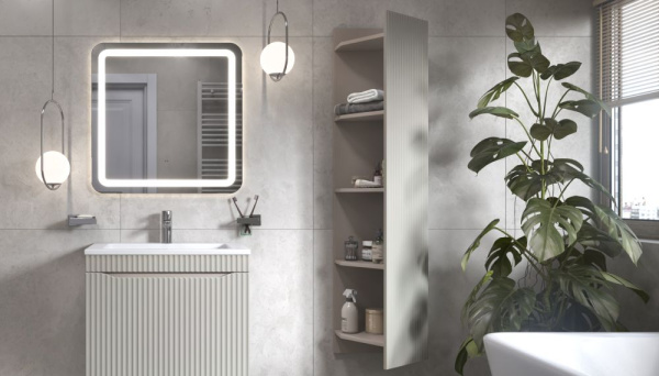 Шкаф навесной Velvex Alba 400 цвет тирамису, 389х334х1510 мм, 5 открытых полок, универсальный, в ванную комнату