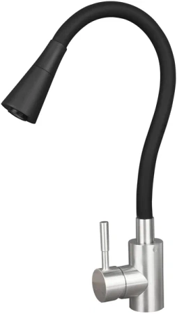 Смеситель для кухни/мойки Osgard GRON HORN, цвет чёрный, однозахватный, поворотный излив, нержавеющая сталь, кухонный,