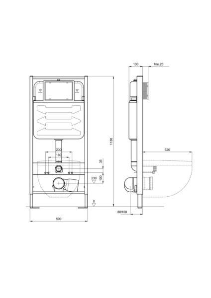 Комплект унитаза с инсталляцией Aquatek Вега (Сет) c сиденьем микролифт, с клавишей смыва (кнопкой, клавишей двойного смыва) белая, комплект крепления