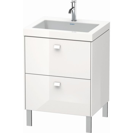 Тумба c раковиной Duravit Brioso, 60х48х61,3 см, подвесная, 2 выдвижных ящика, ДСП, цвет: белый глянец /Vero Air, мебельная, прямоугольная, цвет белый, фарфоровая, с площадкой под смеситель, без перелива