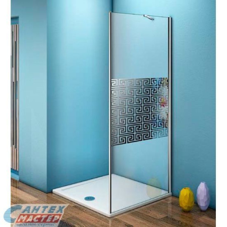 Душевая перегородка BAS Fantasy SP-80-F-CH 80х185 прозрачное стекло с рисунком в нишу, открывание правое/левое, прозрачное закаленное стекло, раздвизжная, профиль хром, прямоугольная (душевое ограждение без поддона)