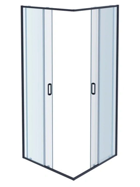 Душевой уголок Aquatek квадратный 90х90 см, двери раздвижные, стекло прозрачное закаленное, профиль оружейная сталь, напольный/на поддон, (без сифона) без крыши