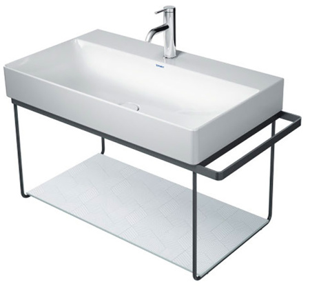 Консоль DURAVIT DuraSquare для раковины 86,5x45,1x40 см, подвесная, цвет матовый черный, металлический каркас под раковину, тумба, прямоугольная, с полкой, с полотенцедержателем