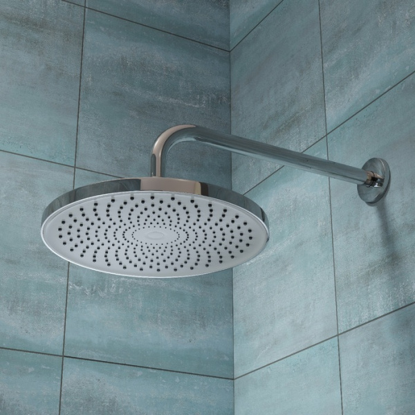 Верхний душ IDDIS Optima Home круглый, 254х254х73 мм хром с серым, ABS-пластик, тропический душ, для душа/ванной