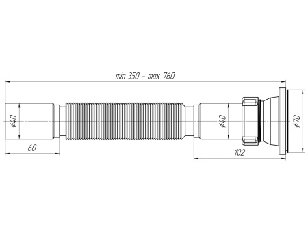 Сифон ANI (Ани-пласт) 1 1/2"*40 (350-760мм), для мойки, белый G104