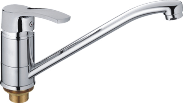 Смеситель для кухни/мойки HAIBA однозахватный, поворотный, латунный, с длинным изливом, длина 274 мм, латунь, цвет хром