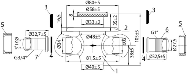Кран Варион нажимной (КРС) для чаши «Генуя», напольный с прямым отводом на 1" 8493990