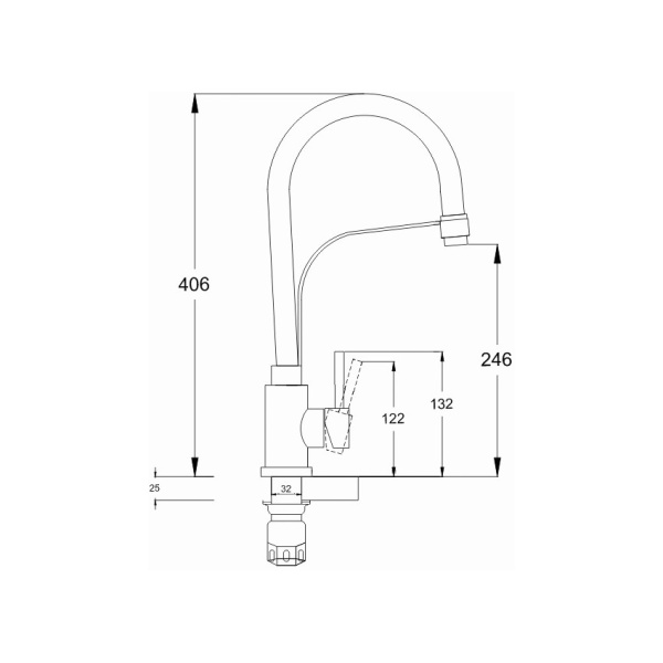 Смеситель для кухни G-lauf ZAP4-D090 однорычажный, с гибким изливом, 183 мм, цвет нержавеющая сталь/черный