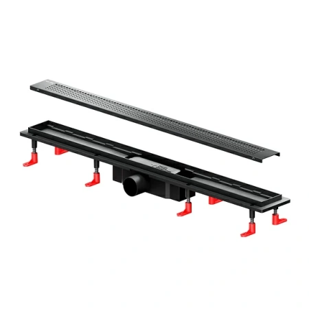 Душевой трап (лоток) AM.PM PrimeFlow 800 мм комбинированный затвор, с черной матовой решеткой, перфорированная, выходная труба 50 мм, линейный