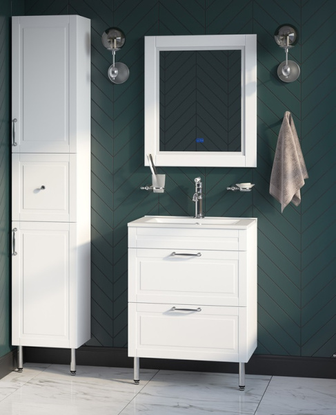Зеркало IDDIS Oxford, 60х70х40 см, с LED/ЛЕД-подсветкой, прямоугольное,  с антизапотеванием, выключатель сенсорный, для ванны, навесное/подвесное/настенное