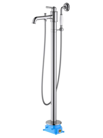 Смеситель для ванны/душа Aquatek Классик напольный, однорычажный, неповоротный, длина 227 мм, керамический, латунь, цвет хром