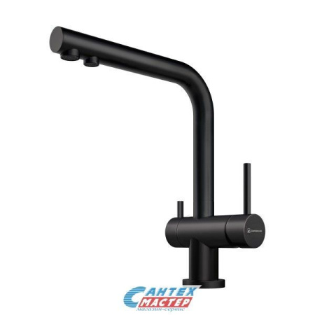 Смеситель для кухни/мойки Omoikiri Nagano однорычажный, керамический, с дополнительным краном для питьевой воды, с высоким поворотным изливом, длина 206 мм, латунь, цвет графит, кухонный, вертикальный, кран, комплект, сантехника, водопроводные