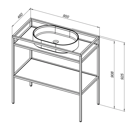 Консоль под раковину Allen Brau Liberty 90, 900х460х908 мм, напольная, цвет медь браш, металлическая, каркас под раковину, прямоугольная, с полкой